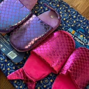 NWT Mermaid Slippers adult purple pink.
